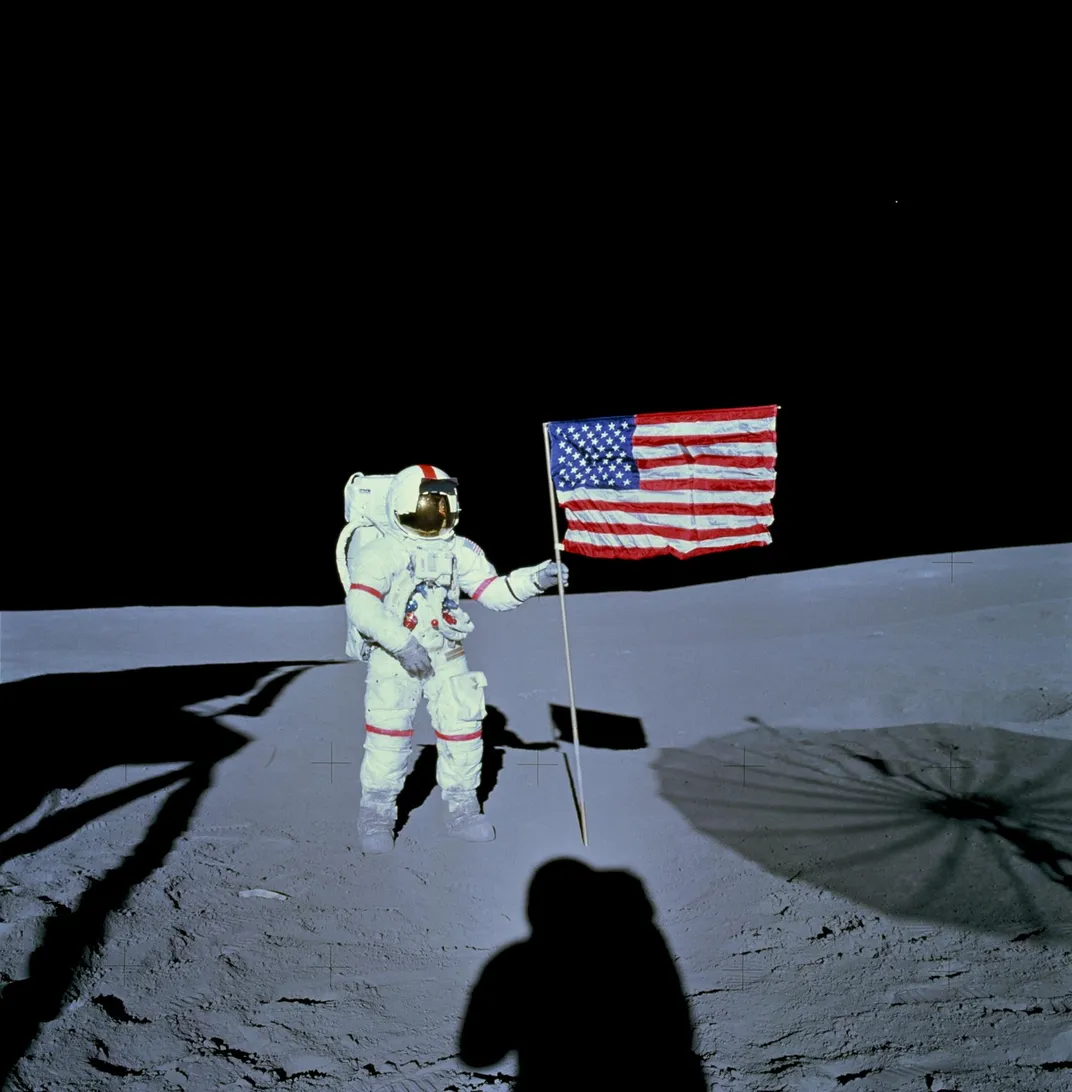 Shepard on the moon with flag