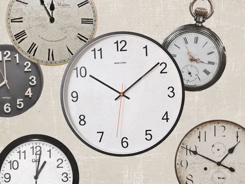 Illustration of clocks on a neutral background