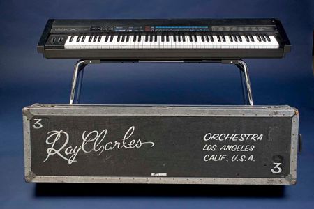While on tour in the 1980s and 1990s, Ray Charles played this Yamaha KX88 electronic keyboard MIDI controller, customized with Braille.
