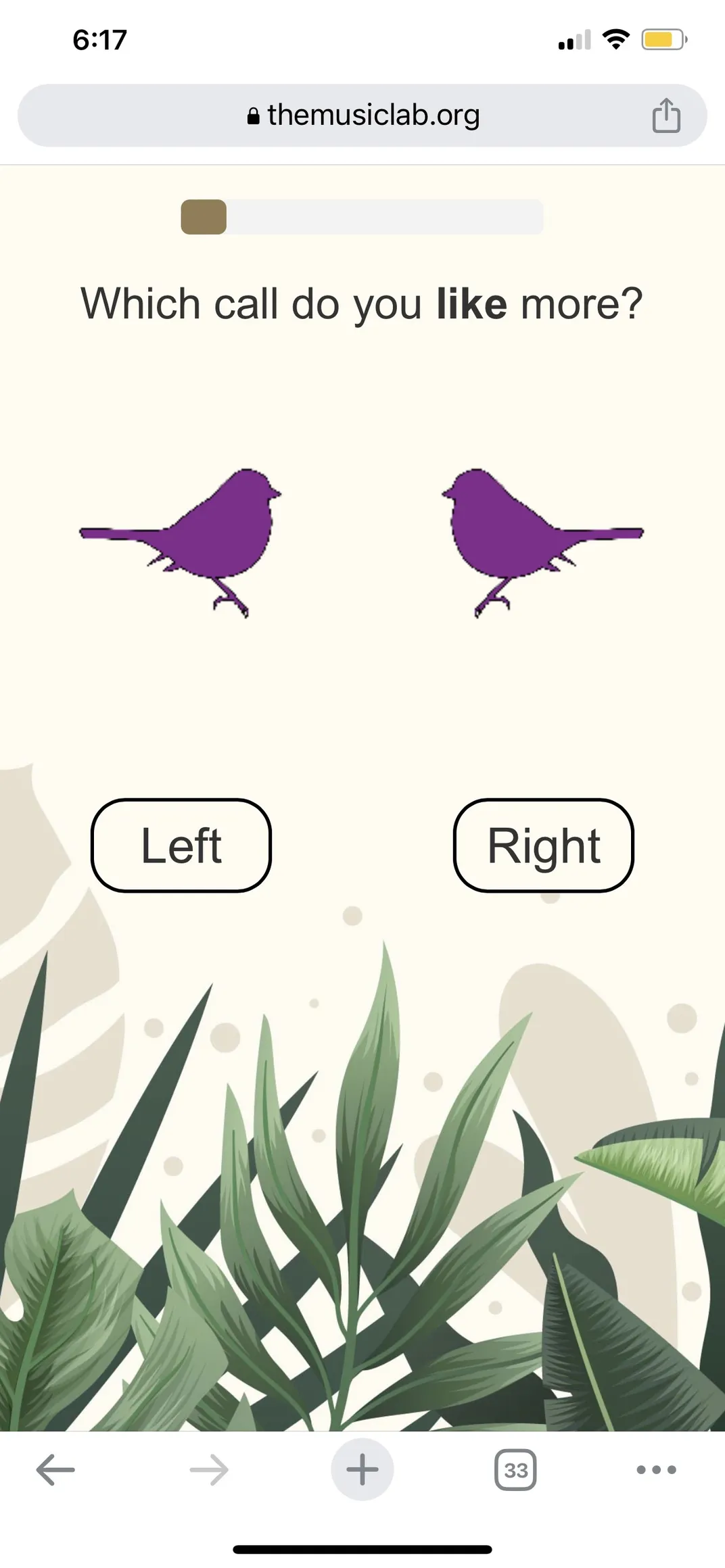 A screenshot of a mobile phone showing two purple birds