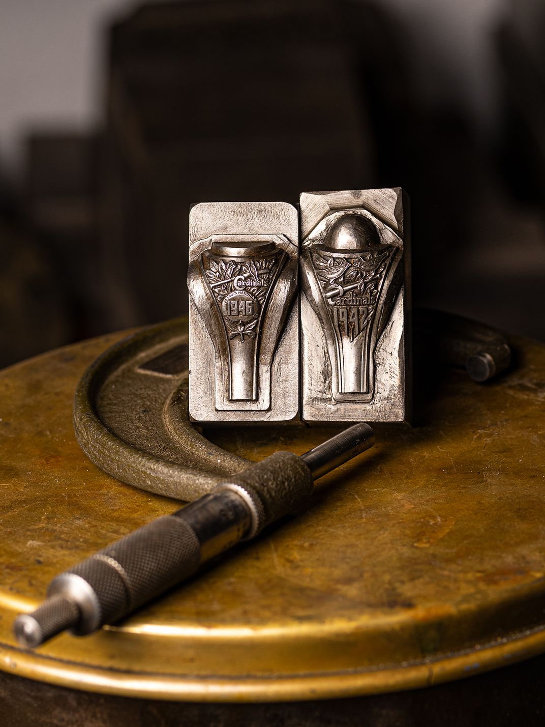 The original hubs used to create the championship rings for the St. Louis Cardinals