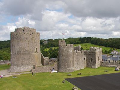 Pembroke Castle's outer ward, seen from the south.