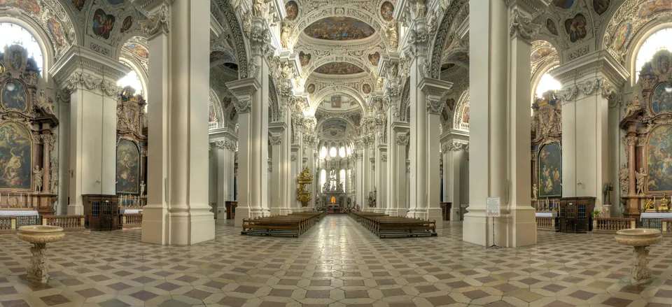  The beautiful rococo design of St. Stephan's Cathedral in Passau 