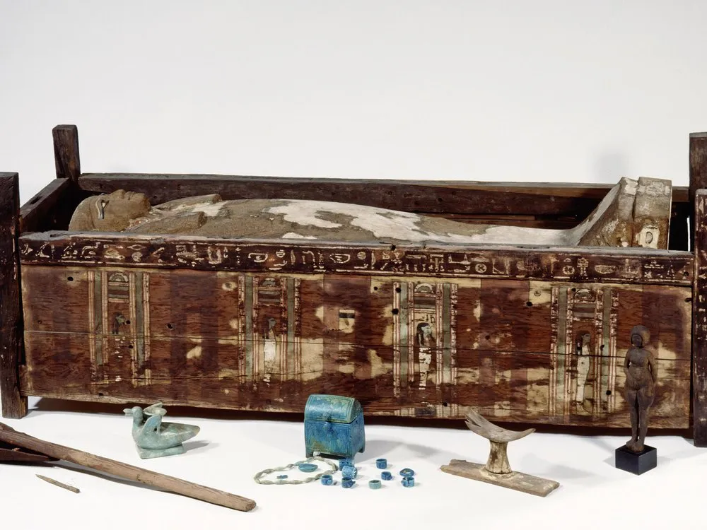 The sarcophagus of Tadja, a mummy analyzed for the 2017 study