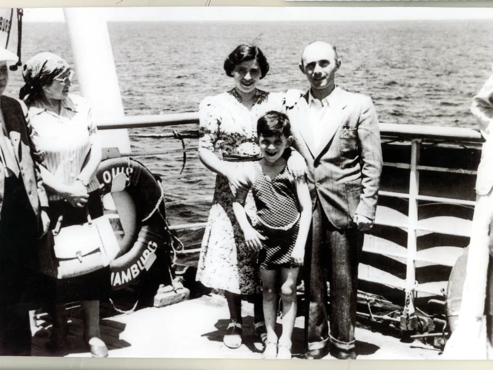 Paula, Sam and Sol Messinger aboard the M.S. St. Louis in May 1939.