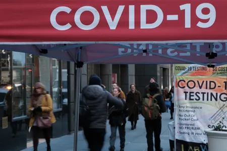 A Covid-19 testing site in New York City on December 9. An estimated 27.6 percent of cases nationwide were caused by the XBB.1.5 variant this week, according to the CDC's most recent data.