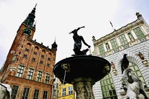 Fountain with bird, Gdańsk Poland thumbnail