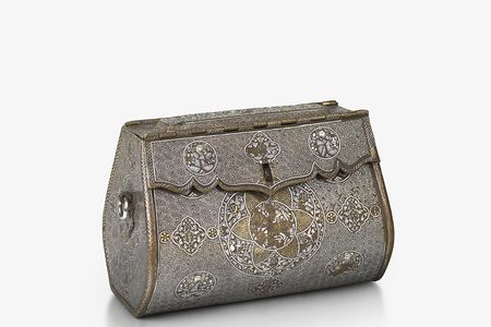 This handbag from around 1300 in Mosul, Iraq is on display at the Courtauld Gallery in London until May 18, 2014.