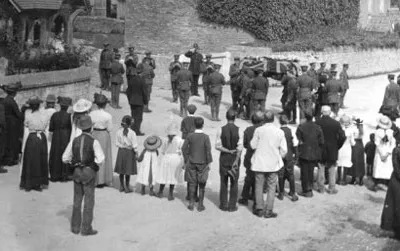 The funeral of James Idle in the village of Hullavington, on August 29, 1914