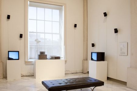 "Cloud Music" scans the skies about the Smithsonian American Art Museum's Lincoln Gallery and turns the clouds (and occasional flock of birds) into sound.