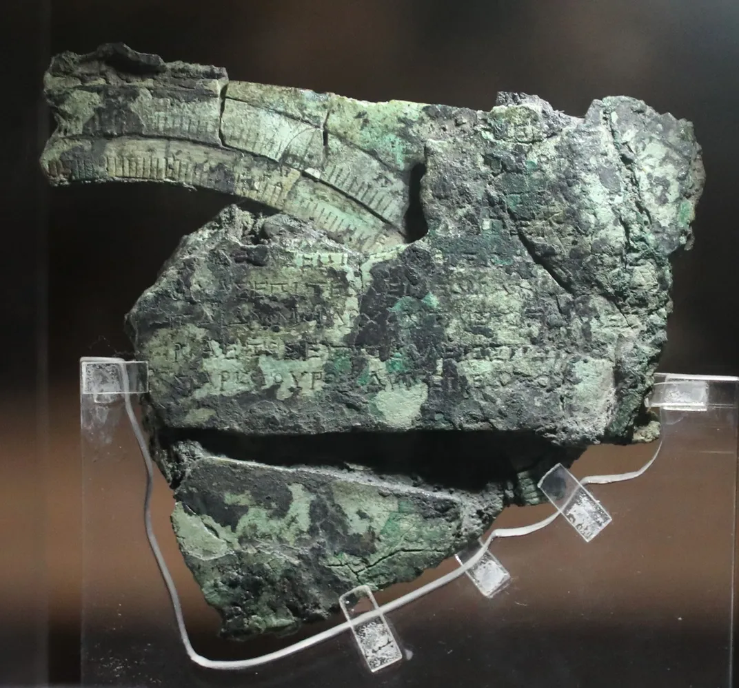 close-up view of Antikythera mechanism