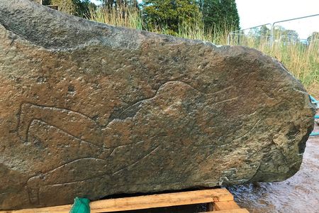 General view of incised pillar stone