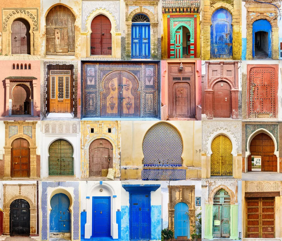 Collage of doors, Morocco