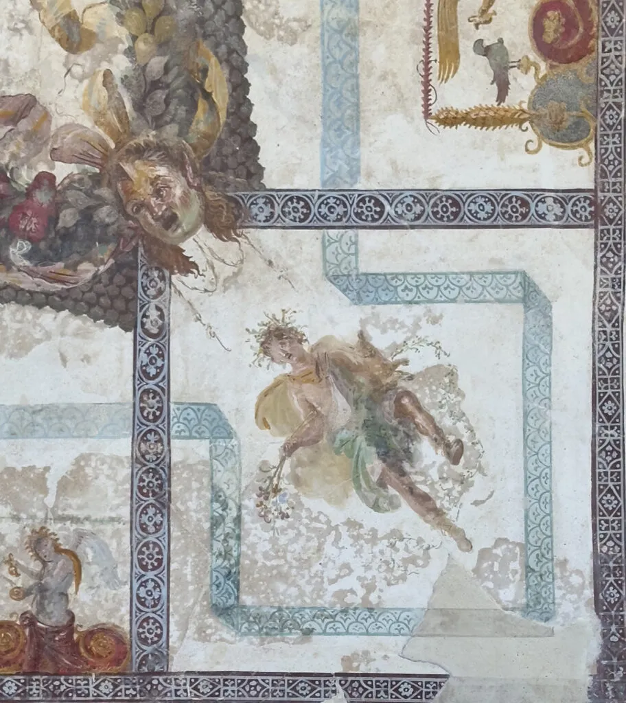 A close-up view of part of a decorative fresco