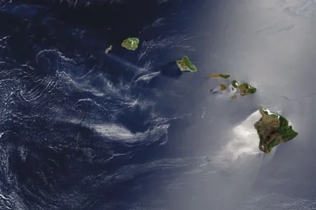 The Hawaiian islands, from left to right, Niihau, Kauai, Oahu, Molokai, Lanai, Kahoolawe, Maui and the Big Island.