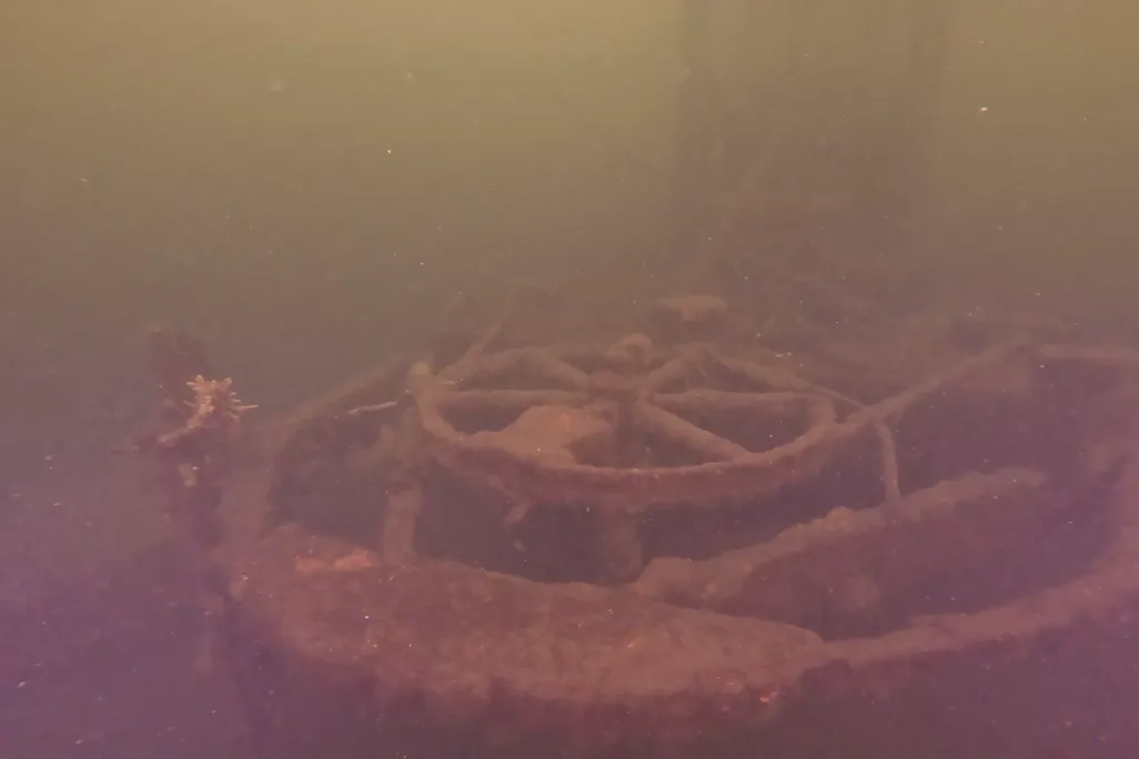 Underwater view of a shipwreck