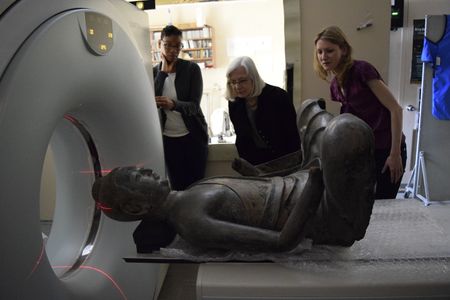 The Freer Buddha undergoes a CT scan at the National Museum of Natural History. "He wouldn't relax his legs," Donna Strahan recalls with a laugh.