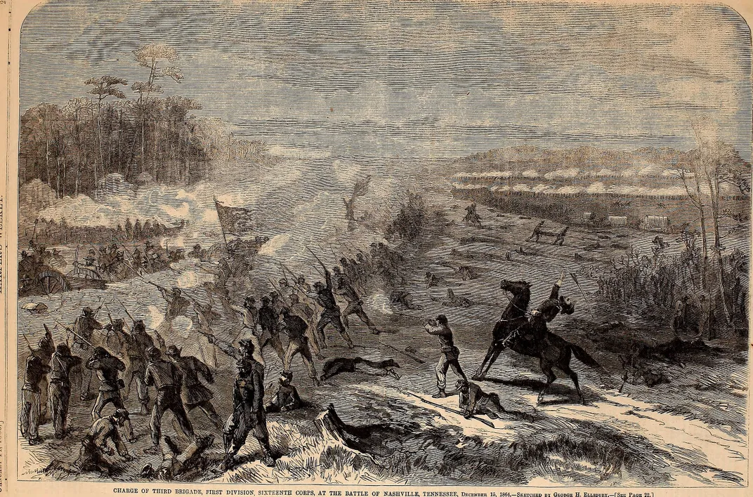 Illustration of the Battle of Nashville, which took place on December 15 and 16, 1864
