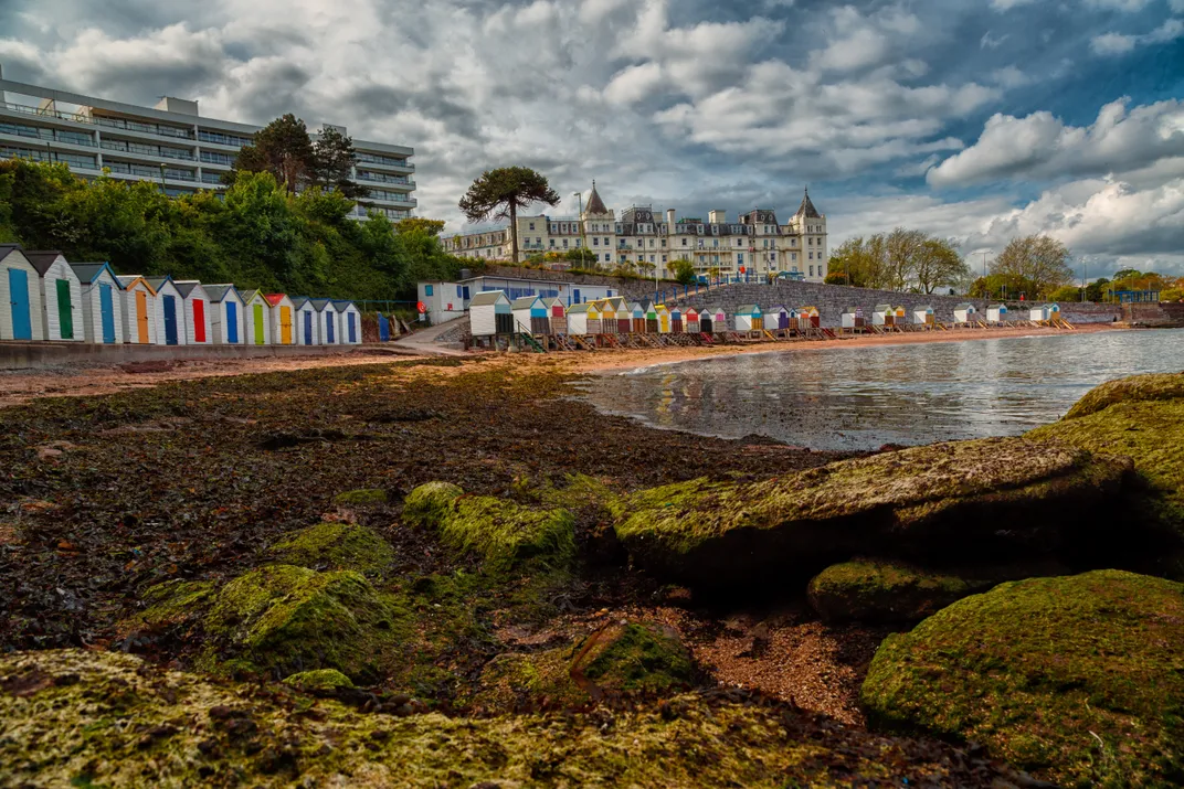 Traditional beach huts in the resort town of Torquay