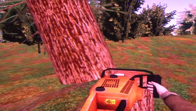 Tree-cutting video screen shot
