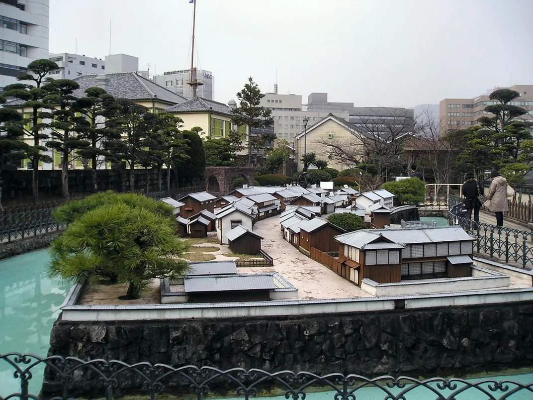 A scale model of Dejima in modern-day Nagasaki, 2010