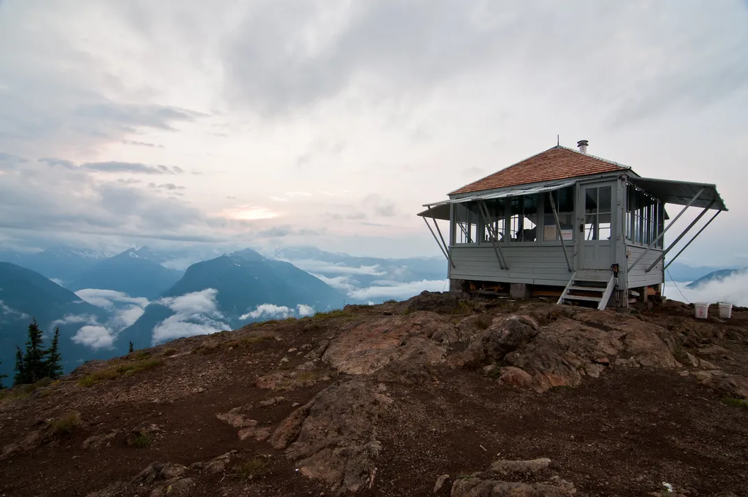 a fire lookout on top of a mountain