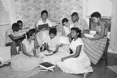 Members of the Little Rock Nine study together after being blocked from&nbsp;Little Rock Central High in 1957.