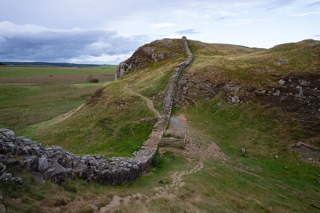 Hadrian's Wall and a fenced-in stump