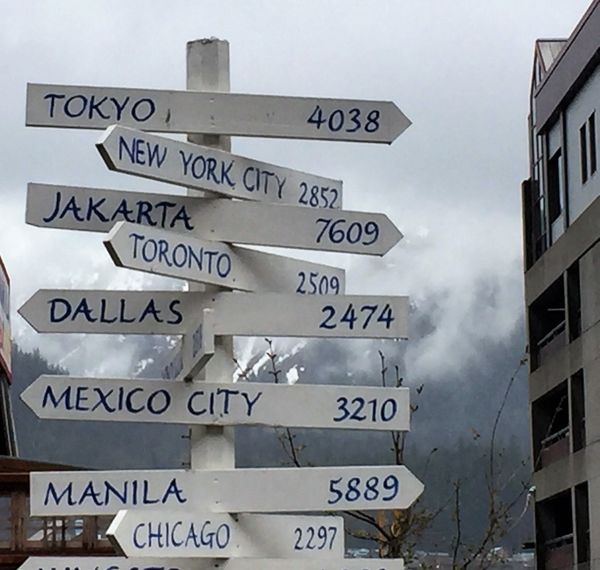 Signpost of world cities spotted in Juneau AK thumbnail
