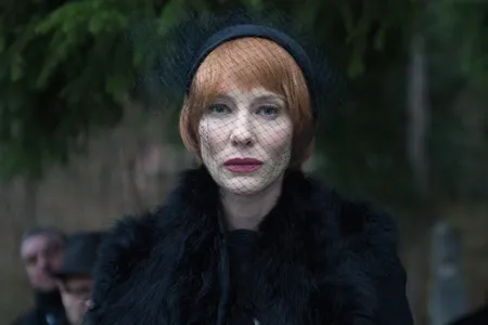 In guises ranging from draconian schoolmarm to misanthropic homeless man, Blanchett (above: giving the eulogy at a funeral) performs monologues assembled from excerpts of artistic manifestos.