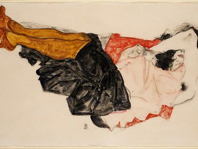 Egon Schiele’s “Woman Hiding Her Face” (1912)
