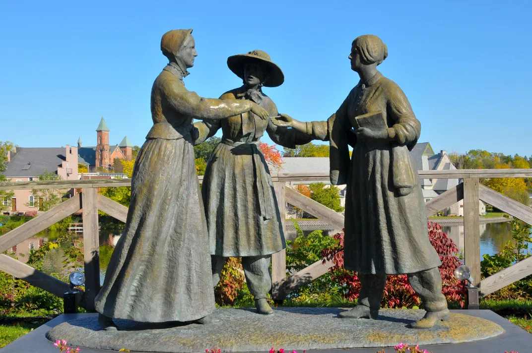 Statue of Susan B Anthony Amelia Bloomer and Elizabeth Cady Stanton