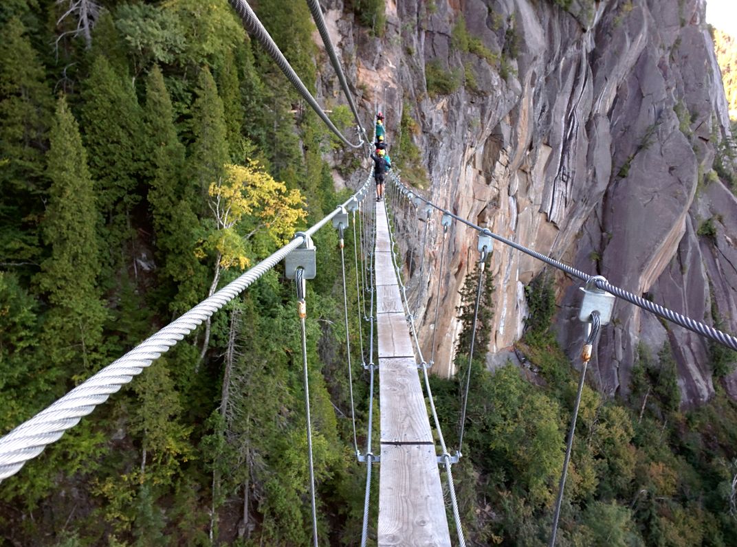 Rope bridge at Via ferrata des Géants