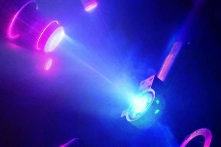 A laser delivers a burst of ultraviolet light to compress water ice and create superionic ice