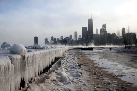 Chicago on a cold and windy day