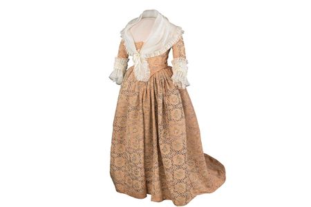 A dress worn by Martha Washington from the collection of the National Museum of American History. The gown's basic style is typical of the early 1780s. 
