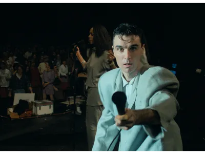 David Byrne, frontman of the Talking Heads, in the concert film&nbsp;Stop Making Sense, which returns to theaters this week