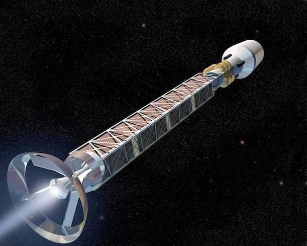 An artist’s conception of a theoretical antimatter rocket design.