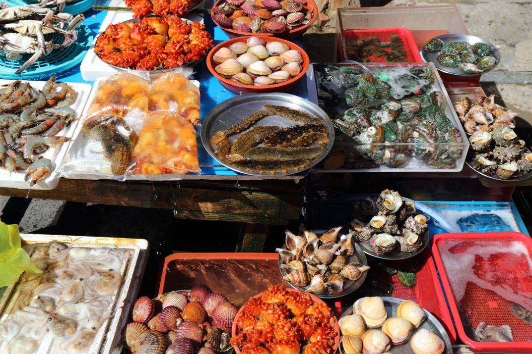 Display at the Jagalchi fish market, Busan, South Korea