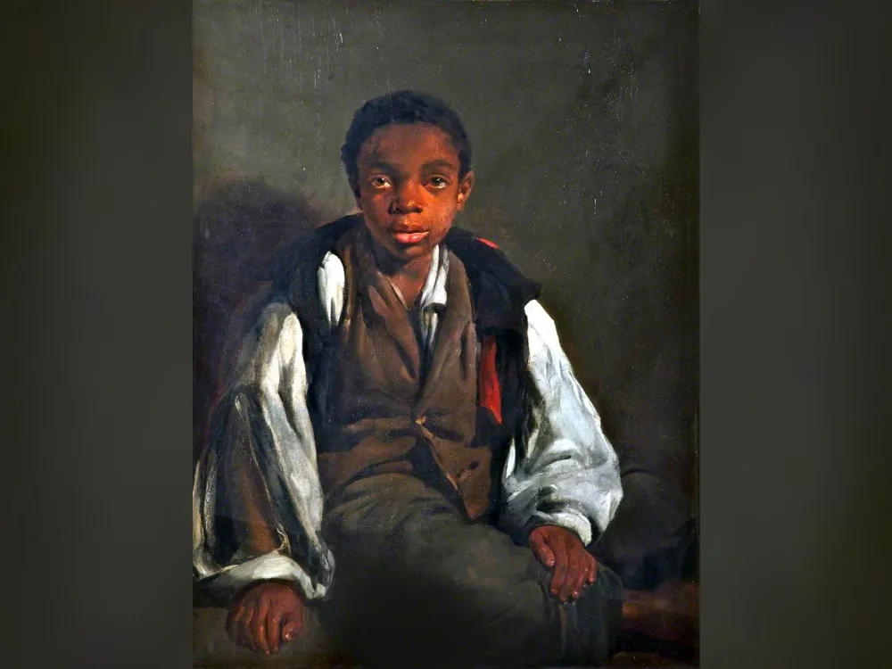 Portrait of black child looking at viewer