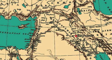 The Islamic Empire (top) and Baghdad (bottom), circa 770-910 AD