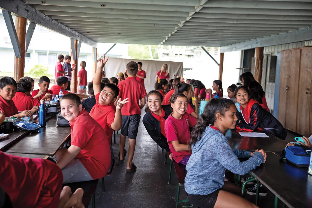 Students take a lunch break