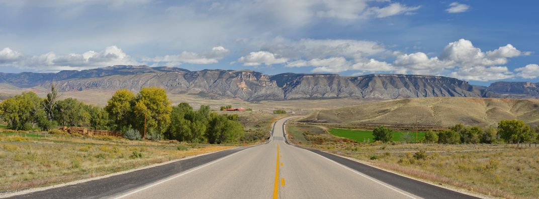 A Wyoming highway leading to the Bighorn Mountains