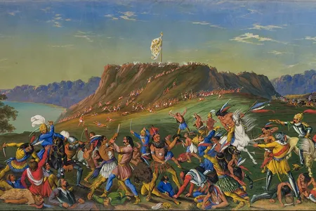 John J. Egan's massive 24-panel&nbsp;Panorama of the Monumental Grandeur of the French Colonial Mississippi Valley&nbsp;depicts&nbsp;the Natchez revolt. Created in 1850, the panorama features scenes from across the Mississippi and Ohio River valleys.