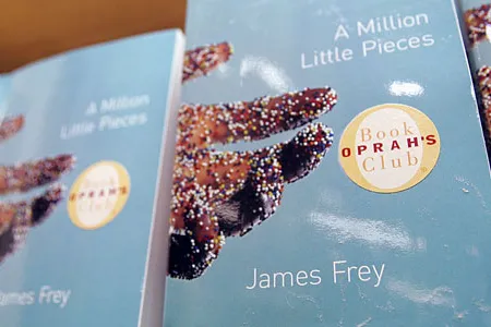 Copies of Frey's "A Million Little Pieces" are put on display in a bookstore in New York.