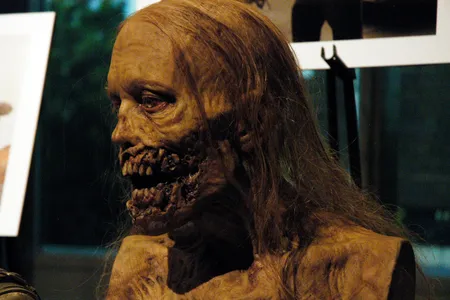 A bust of the legless "bicycle girl" zombie executed by Rick Grimes in the Walking Dead pilot.