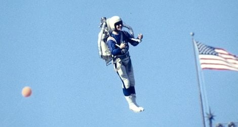 Jetpack pilot at Super Bowl I in 1967