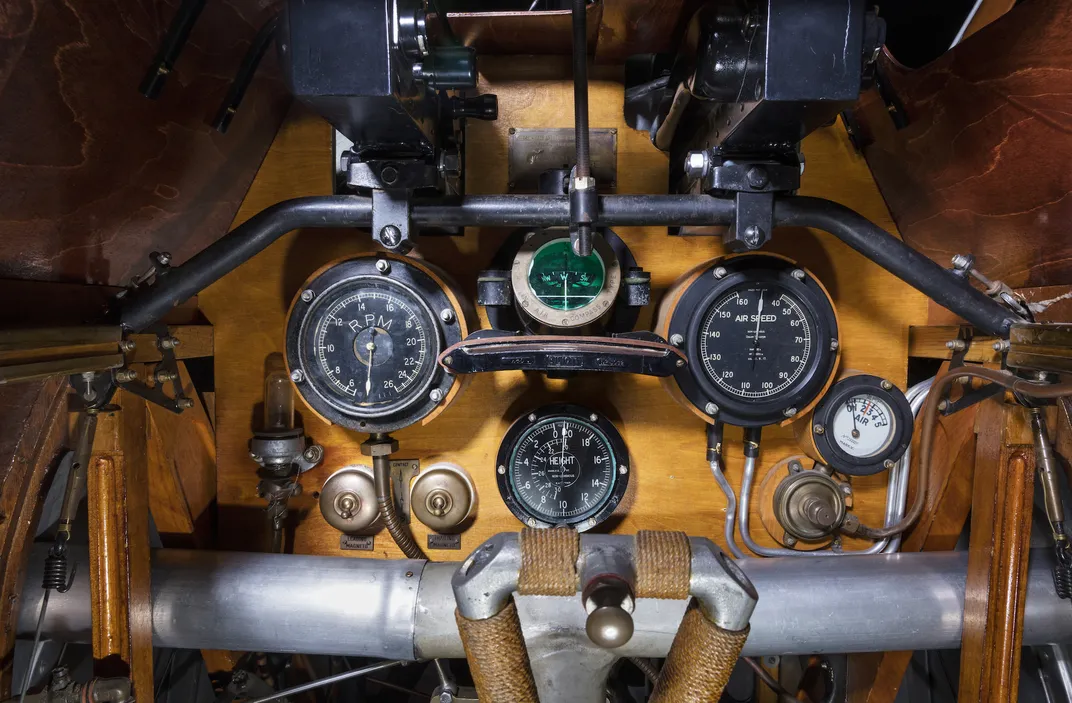 The interior of the Sopwith Camel at the National Air and Space Museum