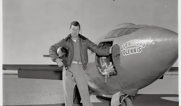 Chuck Yeager with Bell X-1. (NASM)
