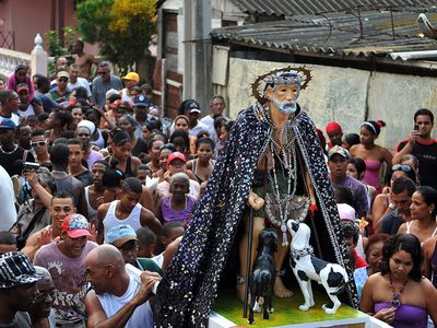 On December 17, pilgrims flood the streets of the Cuban town of Rincón, home to a leprosarium and a church dedicated to St. Lazarus. 